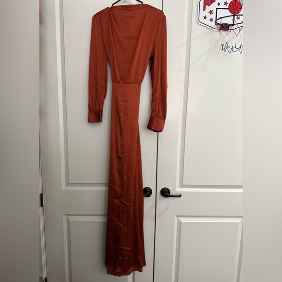 Fashion Nova Entice Me Satin Maxi Dress Bronze - Picture 2 of 8